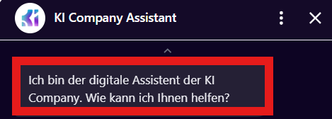 Vorschau: Die Willkommensnachricht erscheint als erste Nachricht im Chat-Verlauf.